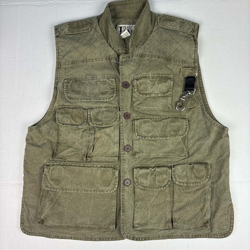 Vintage Trail Designs Men Large Vest TV 727 Khaki Hunting Outdoor Sleeveless